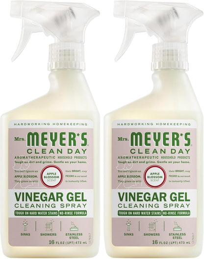 CLEAN DAY Vinegar Gel Cleaning Spray, Apple Blossom, 16 fl oz | Breaks Down Grime, Lifts Dirt from Surfaces, Bathroom Use, No-Rinse Formula
