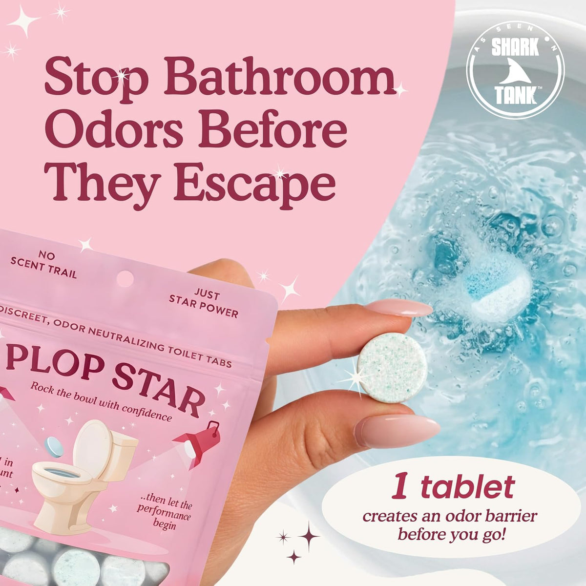 Toilet Tablets Odor Eliminator, Bathroom Toilet Deodorizer Drop Ins for Odor Control, Toilet Freshener Tablets for Smell Eliminator, Home Bathroom Deodorizer 40 Pack | As Seen on Shark Tank