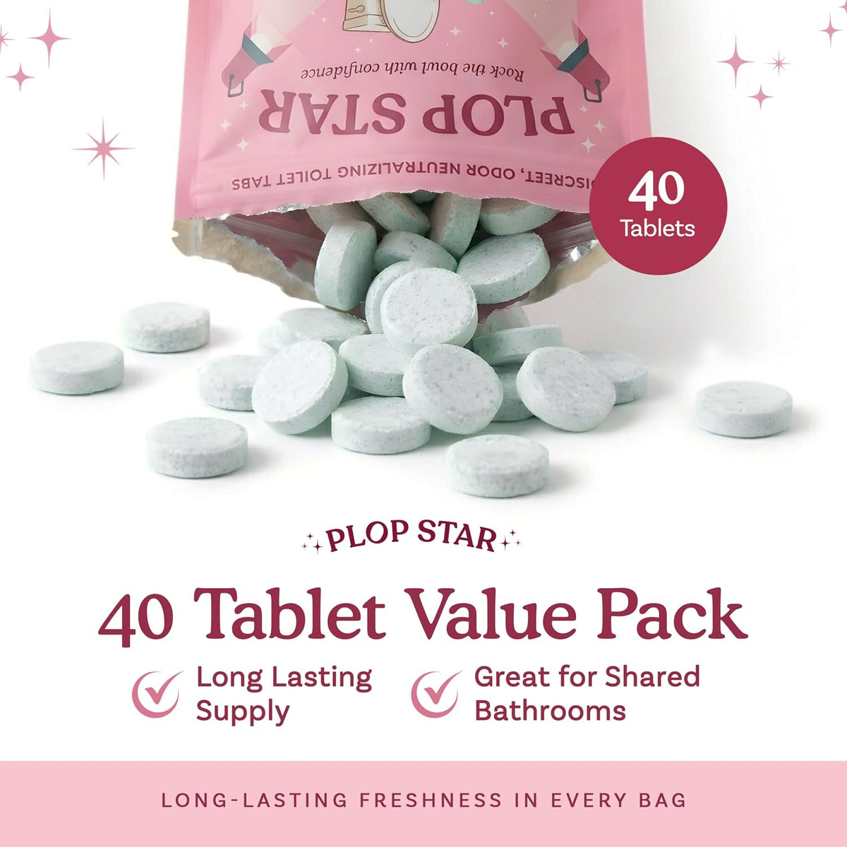 Toilet Tablets Odor Eliminator, Bathroom Toilet Deodorizer Drop Ins for Odor Control, Toilet Freshener Tablets for Smell Eliminator, Home Bathroom Deodorizer 40 Pack | As Seen on Shark Tank