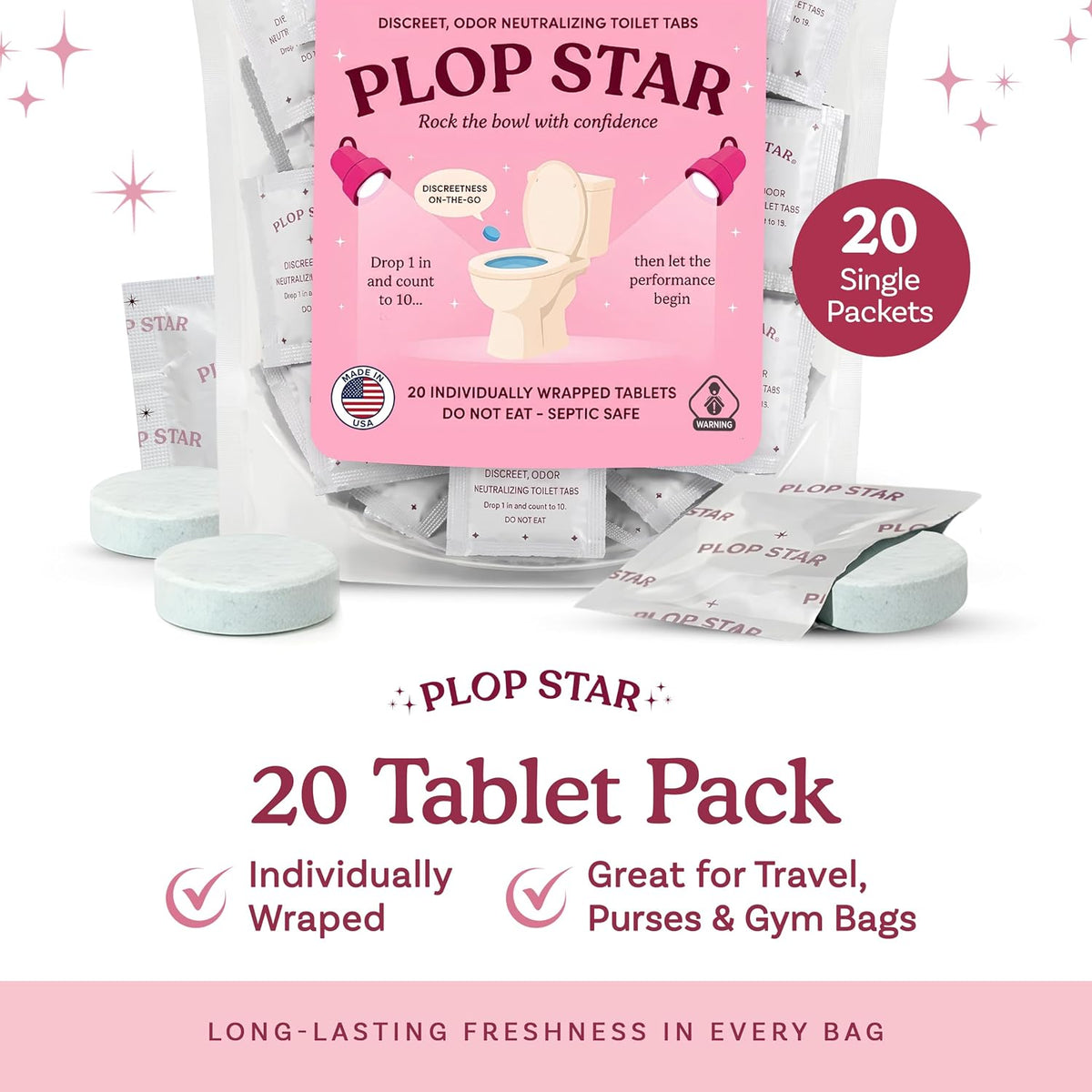 Toilet Tablets Odor Eliminator, Bathroom Toilet Deodorizer Drop Ins for Odor Control, Toilet Freshener Tablets for Smell Eliminator, Home Bathroom Deodorizer 40 Pack | As Seen on Shark Tank