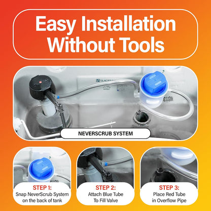 Self Cleaning Toilet System - Automatic Toilet Bowl Cleaner with Starter Cartridge, Lasts Up 3 Months Continuous Cleaning - Refillable Toilet Bowl Cleaner for Stains, Rings, and Odor