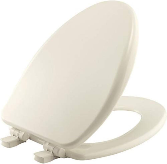 Alesio II Slow Close Toilet Seat, Easy Clean Hinges and Adjustable Perfect Fit Wood Seat, Made in USA, Elongated, White