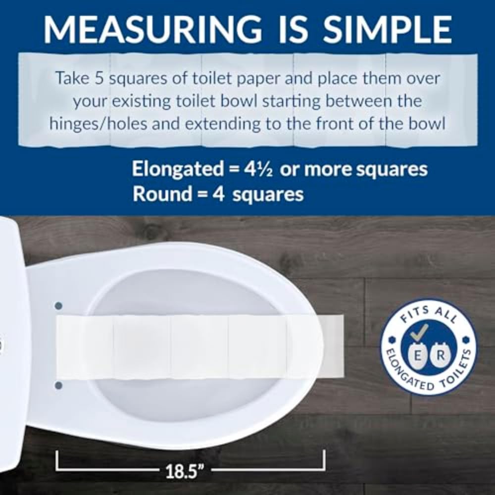 Alesio II Slow Close Toilet Seat, Easy Clean Hinges and Adjustable Perfect Fit Wood Seat, Made in USA, Elongated, White