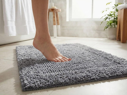 Cotton Bath Mat Rug 17x24 in. White | 100% pure cotton, hand tufted, reversible, plush pile both sides, highly absorbent, machine washable, 17x24
