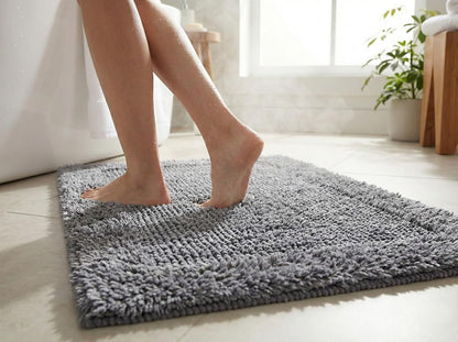 Cotton Bath Mat Rug 17x24 in. White | 100% pure cotton, hand tufted, reversible, plush pile both sides, highly absorbent, machine washable, 17x24