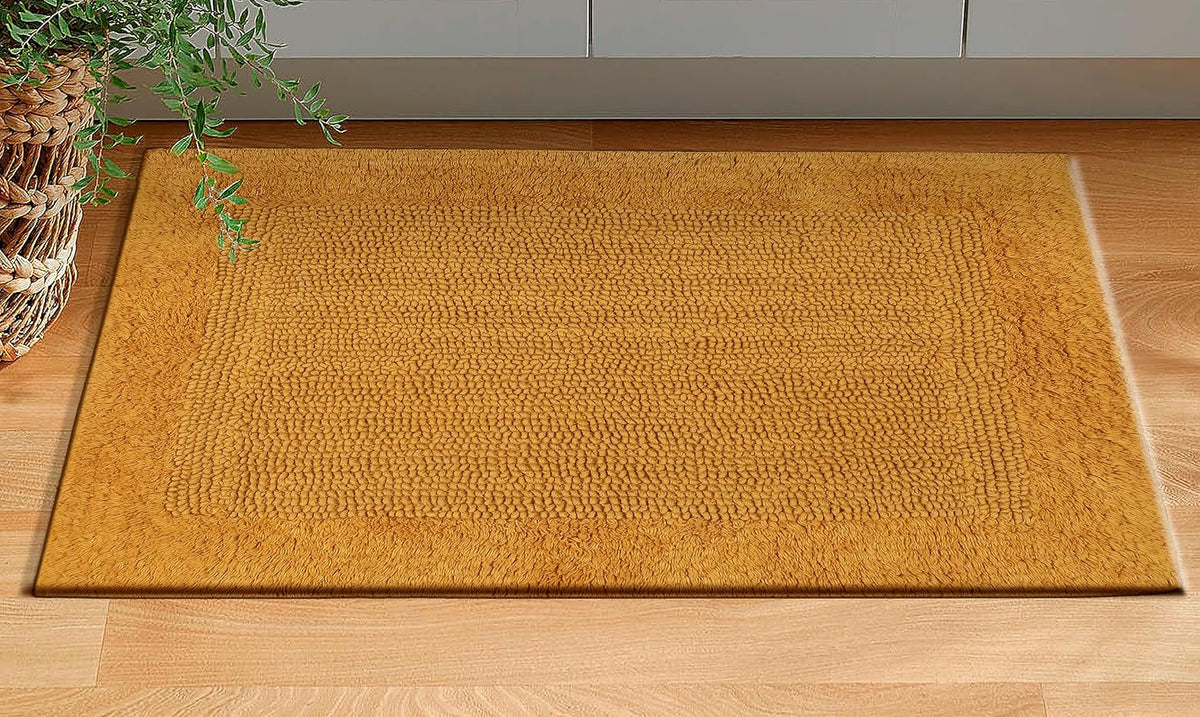 Cotton Bath Mat Rug 17x24 in. White | 100% pure cotton, hand tufted, reversible, plush pile both sides, highly absorbent, machine washable, 17x24