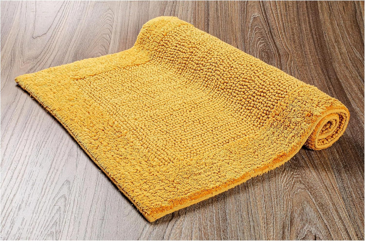 Cotton Bath Mat Rug 17x24 in. White | 100% pure cotton, hand tufted, reversible, plush pile both sides, highly absorbent, machine washable, 17x24