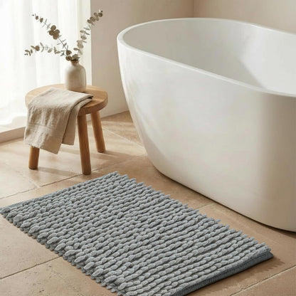 Cotton Bath Mat Rug 17x24 in. White | 100% pure cotton, hand tufted, reversible, plush pile both sides, highly absorbent, machine washable, 17x24