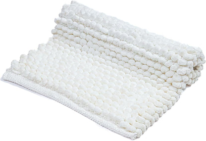 Cotton Bath Mat Rug 17x24 in. White | 100% pure cotton, hand tufted, reversible, plush pile both sides, highly absorbent, machine washable, 17x24