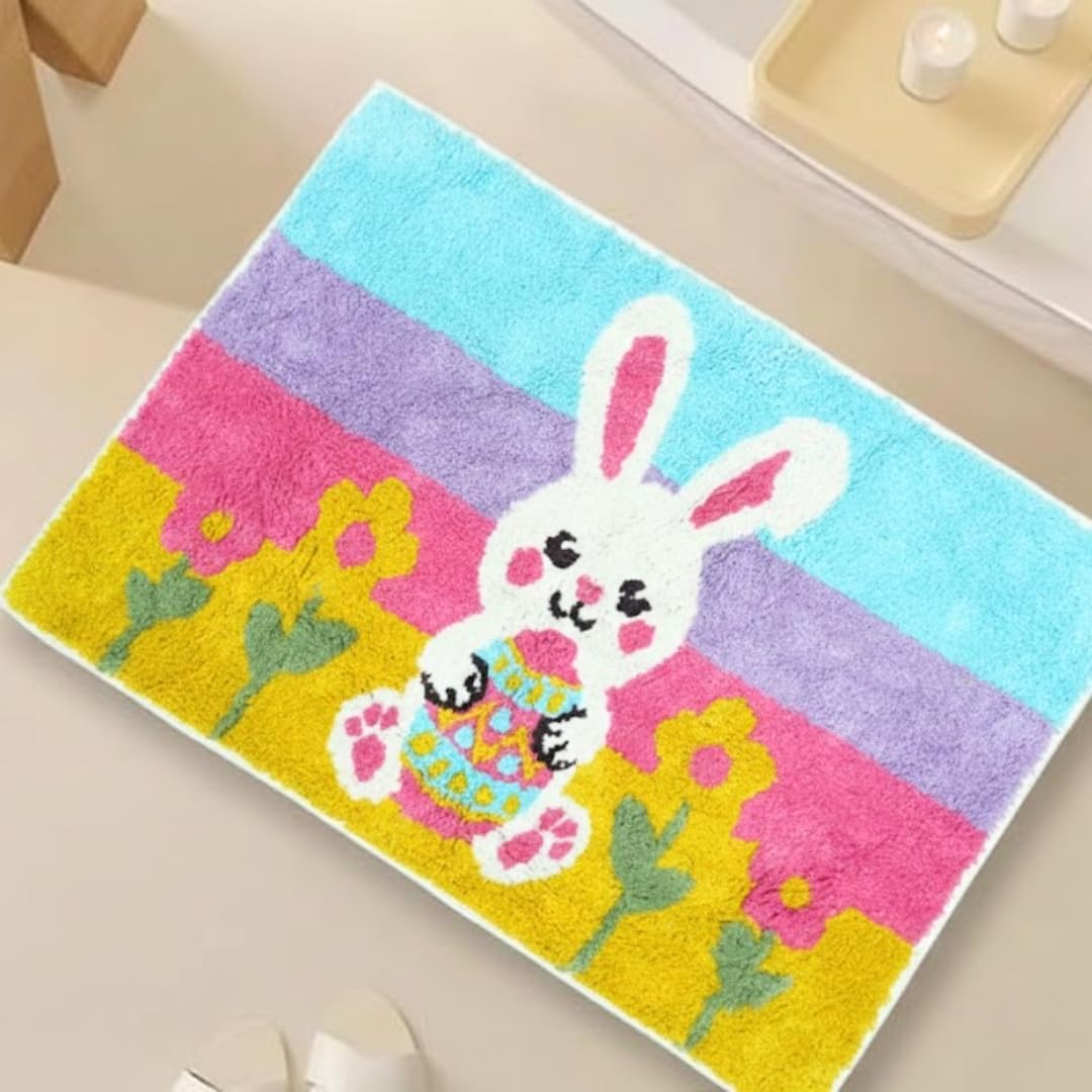 Cotton Bath Mat Rug 17x24 in. White | 100% pure cotton, hand tufted, reversible, plush pile both sides, highly absorbent, machine washable, 17x24