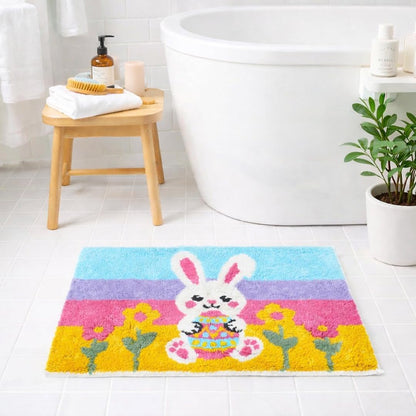 Cotton Bath Mat Rug 17x24 in. White | 100% pure cotton, hand tufted, reversible, plush pile both sides, highly absorbent, machine washable, 17x24