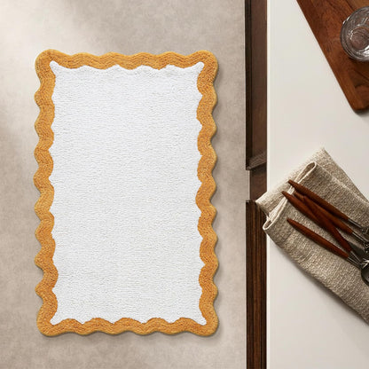 Cotton Bath Mat Rug 17x24 in. White | 100% pure cotton, hand tufted, reversible, plush pile both sides, highly absorbent, machine washable, 17x24