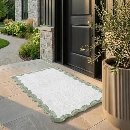 Cotton Bath Mat Rug 17x24 in. White | 100% pure cotton, hand tufted, reversible, plush pile both sides, highly absorbent, machine washable, 17x24