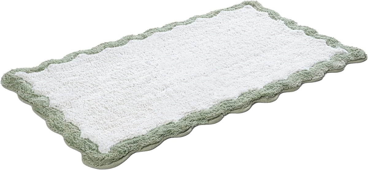 Cotton Bath Mat Rug 17x24 in. White | 100% pure cotton, hand tufted, reversible, plush pile both sides, highly absorbent, machine washable, 17x24