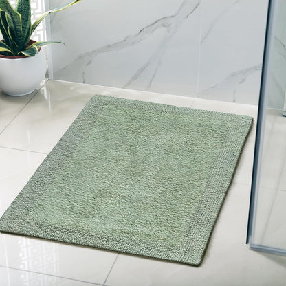 Cotton Bath Mat Rug 17x24 in. White | 100% pure cotton, hand tufted, reversible, plush pile both sides, highly absorbent, machine washable, 17x24