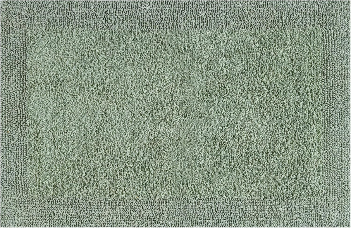 Cotton Bath Mat Rug 17x24 in. White | 100% pure cotton, hand tufted, reversible, plush pile both sides, highly absorbent, machine washable, 17x24