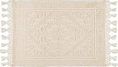 Cotton Bath Mat Rug 17x24 in. White | 100% pure cotton, hand tufted, reversible, plush pile both sides, highly absorbent, machine washable, 17x24