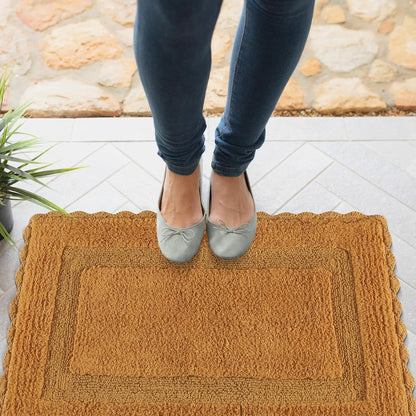 Cotton Bath Mat Rug 17x24 in. White | 100% pure cotton, hand tufted, reversible, plush pile both sides, highly absorbent, machine washable, 17x24