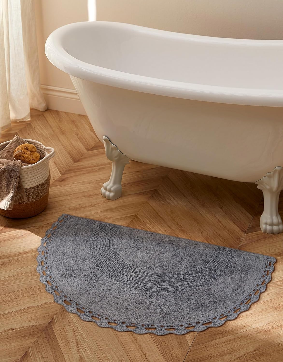 Cotton Bath Mat Rug 17x24 in. White | 100% pure cotton, hand tufted, reversible, plush pile both sides, highly absorbent, machine washable, 17x24