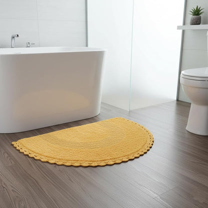 Cotton Bath Mat Rug 17x24 in. White | 100% pure cotton, hand tufted, reversible, plush pile both sides, highly absorbent, machine washable, 17x24