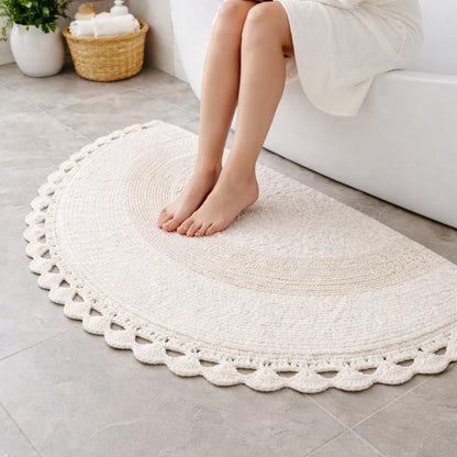 Cotton Bath Mat Rug 17x24 in. White | 100% pure cotton, hand tufted, reversible, plush pile both sides, highly absorbent, machine washable, 17x24