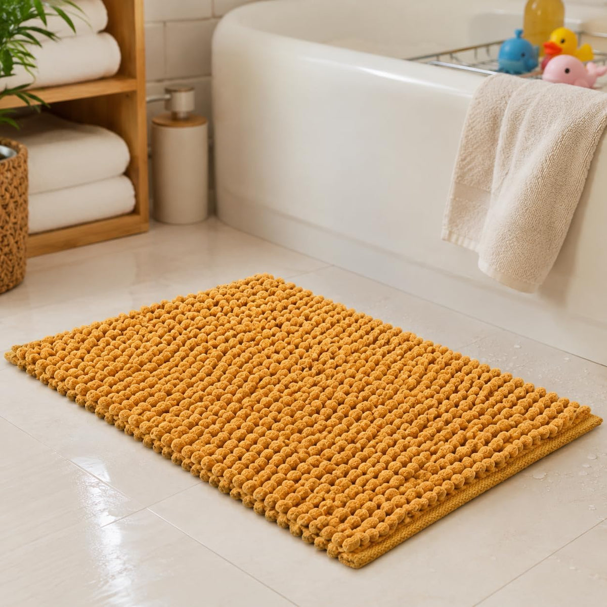 Cotton Bath Mat Rug 17x24 in. White | 100% pure cotton, hand tufted, reversible, plush pile both sides, highly absorbent, machine washable, 17x24