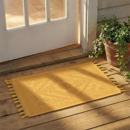 Cotton Bath Mat Rug 17x24 in. White | 100% pure cotton, hand tufted, reversible, plush pile both sides, highly absorbent, machine washable, 17x24