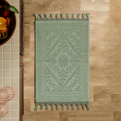 Cotton Bath Mat Rug 17x24 in. White | 100% pure cotton, hand tufted, reversible, plush pile both sides, highly absorbent, machine washable, 17x24