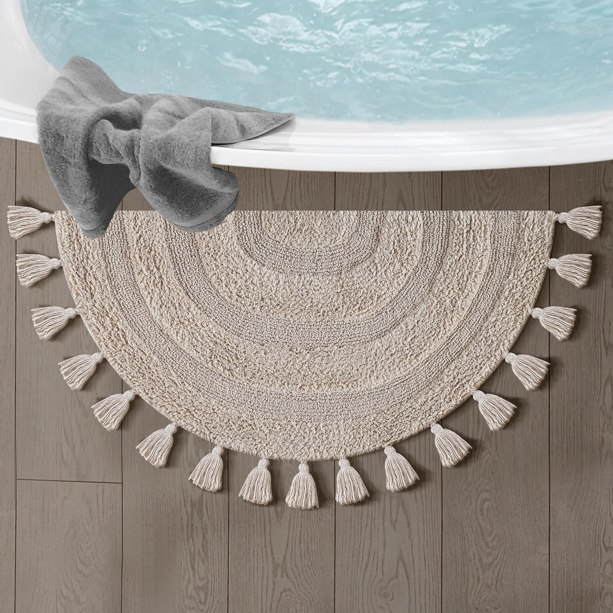 Cotton Bath Mat Rug 17x24 in. White | 100% pure cotton, hand tufted, reversible, plush pile both sides, highly absorbent, machine washable, 17x24