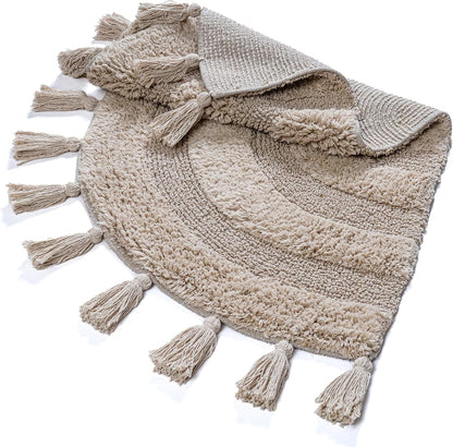 Cotton Bath Mat Rug 17x24 in. White | 100% pure cotton, hand tufted, reversible, plush pile both sides, highly absorbent, machine washable, 17x24