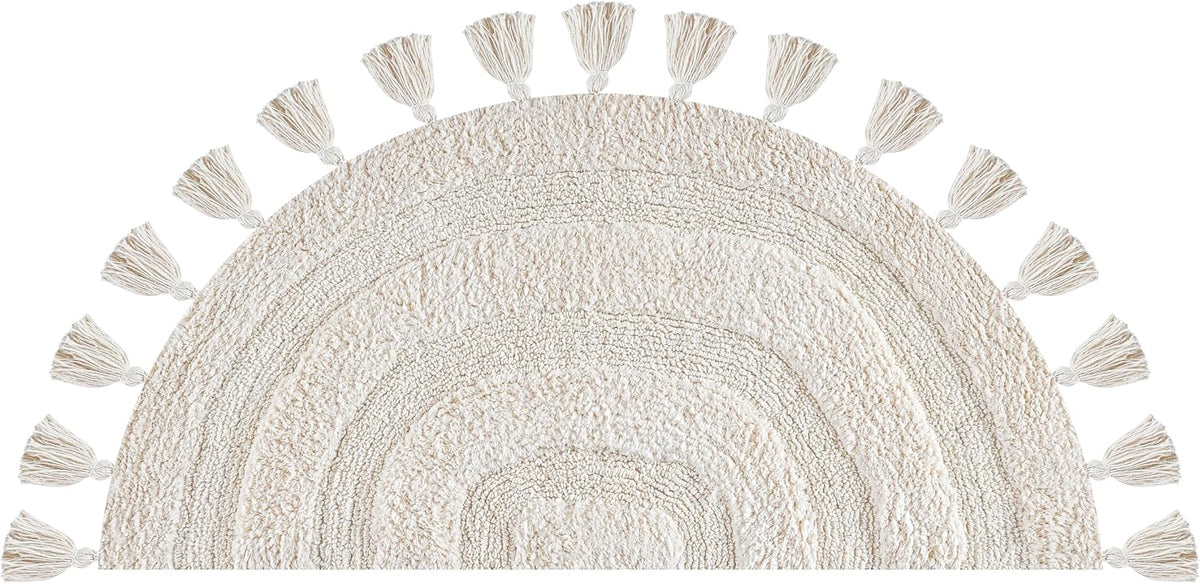 Cotton Bath Mat Rug 17x24 in. White | 100% pure cotton, hand tufted, reversible, plush pile both sides, highly absorbent, machine washable, 17x24
