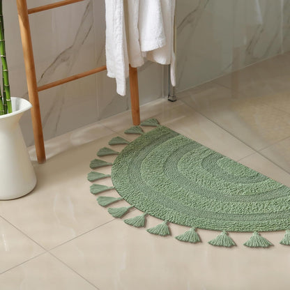 Cotton Bath Mat Rug 17x24 in. White | 100% pure cotton, hand tufted, reversible, plush pile both sides, highly absorbent, machine washable, 17x24