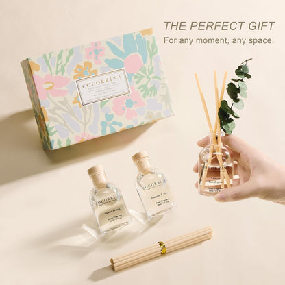 Reed Diffuser Set of 3 with Dried Eucalyptus for Home & Office