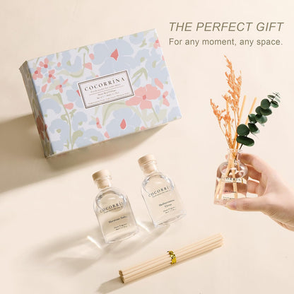 Reed Diffuser Set of 3 with Dried Eucalyptus for Home & Office