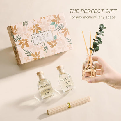 Reed Diffuser Set of 3 with Dried Eucalyptus for Home & Office