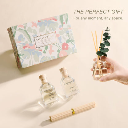 Reed Diffuser Set of 3 with Dried Eucalyptus for Home & Office