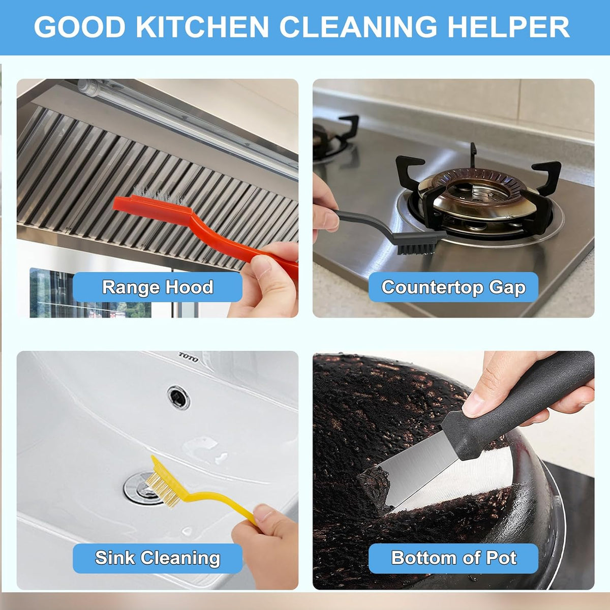 11Pcs Crevice Cleaning Brush Set, Hard Bristle Cleaning Supplies for Kitchen, Bathroom, Corner, Grout, Sink