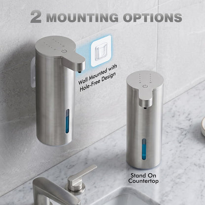 Automatic Soap Dispenser, Stainless Touchless Liquid Soap Dispenser, Electric Auto Dish Soap Dispensers Wall Mount, 4 Adjustable Volumes for Kitchen & Bathroom