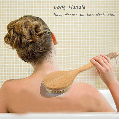 Dry Brushing Body Brush Natural Boar Bristle & Wood Handle 2Pcs-Set