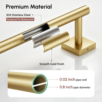 Brushed Nickel Hand Towel Bar, 9 Inch Towel Racks for Bathroom | Thicken 304 Stainless Steel Towel Holder with Square Base, Towel Rod Wall Mounted, Modern Home Decor (Total Length 11 Inch)