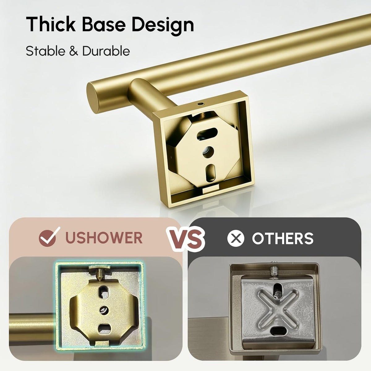 Brushed Nickel Hand Towel Bar, 9 Inch Towel Racks for Bathroom | Thicken 304 Stainless Steel Towel Holder with Square Base, Towel Rod Wall Mounted, Modern Home Decor (Total Length 11 Inch)
