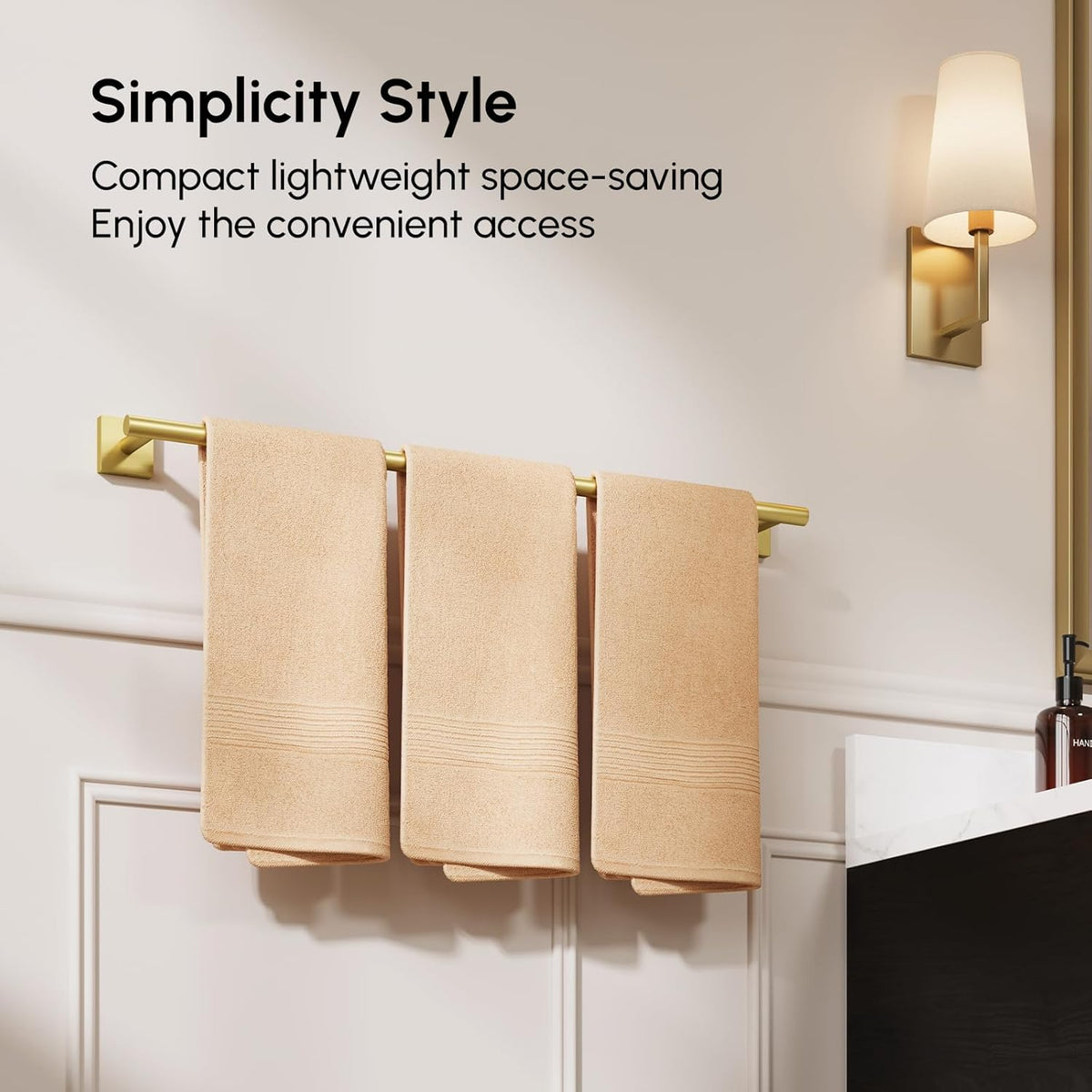 Brushed Nickel Hand Towel Bar, 9 Inch Towel Racks for Bathroom | Thicken 304 Stainless Steel Towel Holder with Square Base, Towel Rod Wall Mounted, Modern Home Decor (Total Length 11 Inch)