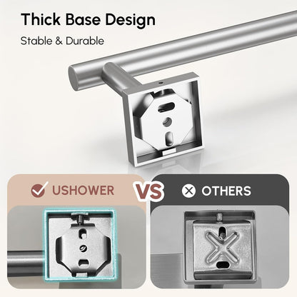 Brushed Nickel Hand Towel Bar, 9 Inch Towel Racks for Bathroom | Thicken 304 Stainless Steel Towel Holder with Square Base, Towel Rod Wall Mounted, Modern Home Decor (Total Length 11 Inch)