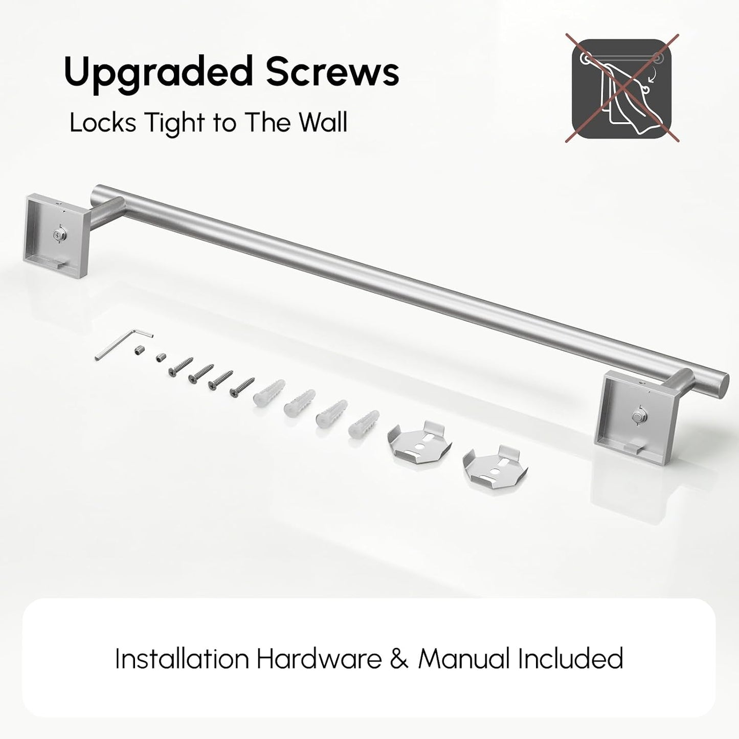 Brushed Nickel Hand Towel Bar, 9 Inch Towel Racks for Bathroom | Thicken 304 Stainless Steel Towel Holder with Square Base, Towel Rod Wall Mounted, Modern Home Decor (Total Length 11 Inch)
