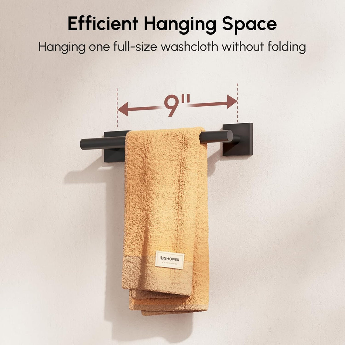 Brushed Nickel Hand Towel Bar, 9 Inch Towel Racks for Bathroom | Thicken 304 Stainless Steel Towel Holder with Square Base, Towel Rod Wall Mounted, Modern Home Decor (Total Length 11 Inch)