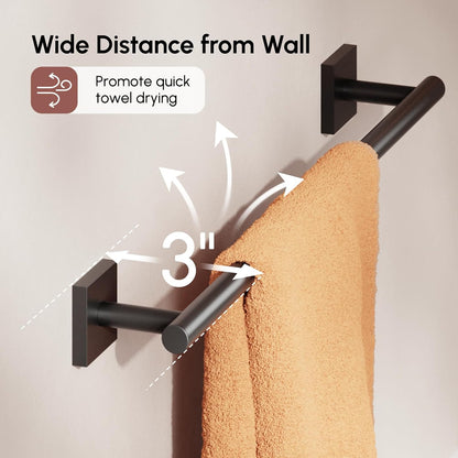Brushed Nickel Hand Towel Bar, 9 Inch Towel Racks for Bathroom | Thicken 304 Stainless Steel Towel Holder with Square Base, Towel Rod Wall Mounted, Modern Home Decor (Total Length 11 Inch)