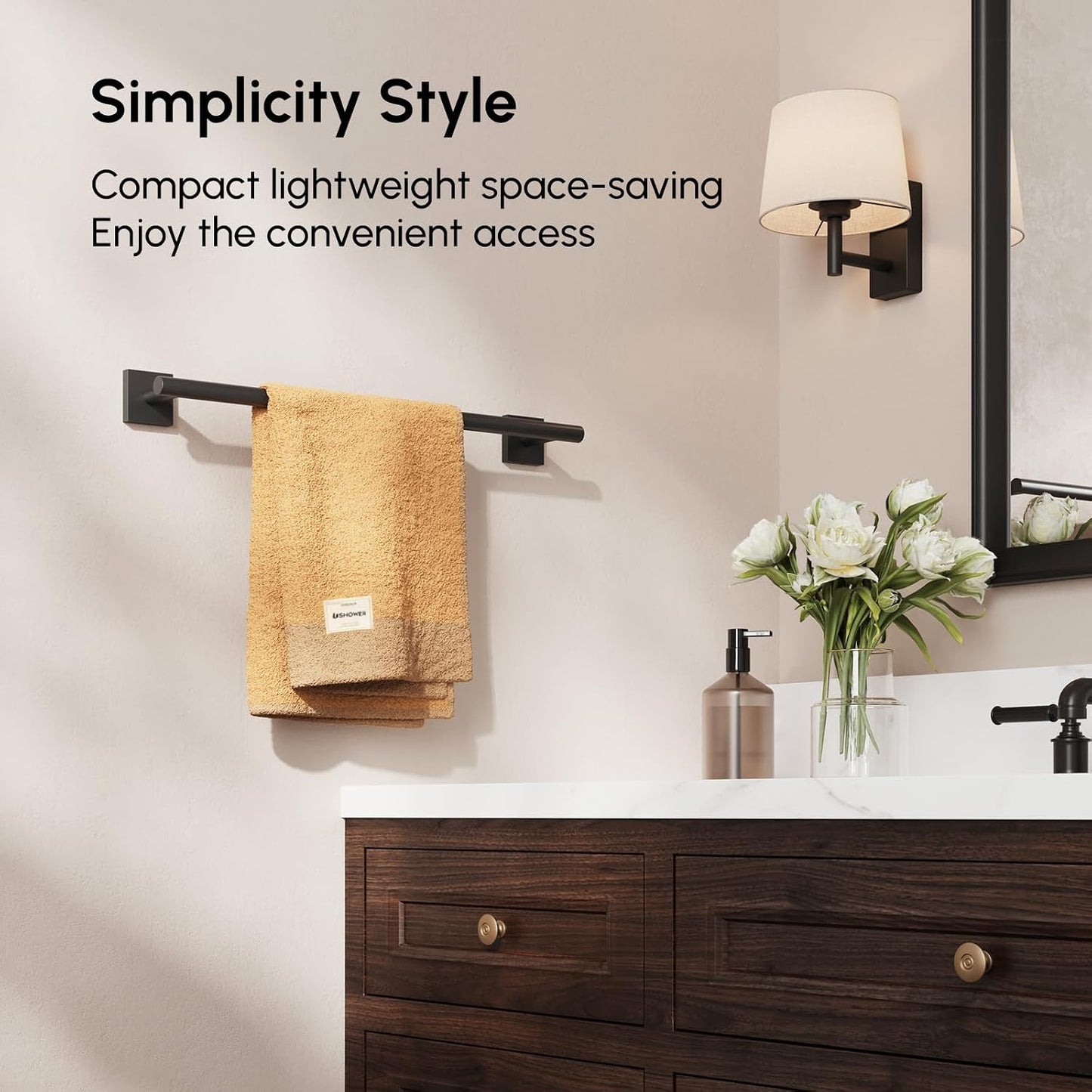 Brushed Nickel Hand Towel Bar, 9 Inch Towel Racks for Bathroom | Thicken 304 Stainless Steel Towel Holder with Square Base, Towel Rod Wall Mounted, Modern Home Decor (Total Length 11 Inch)