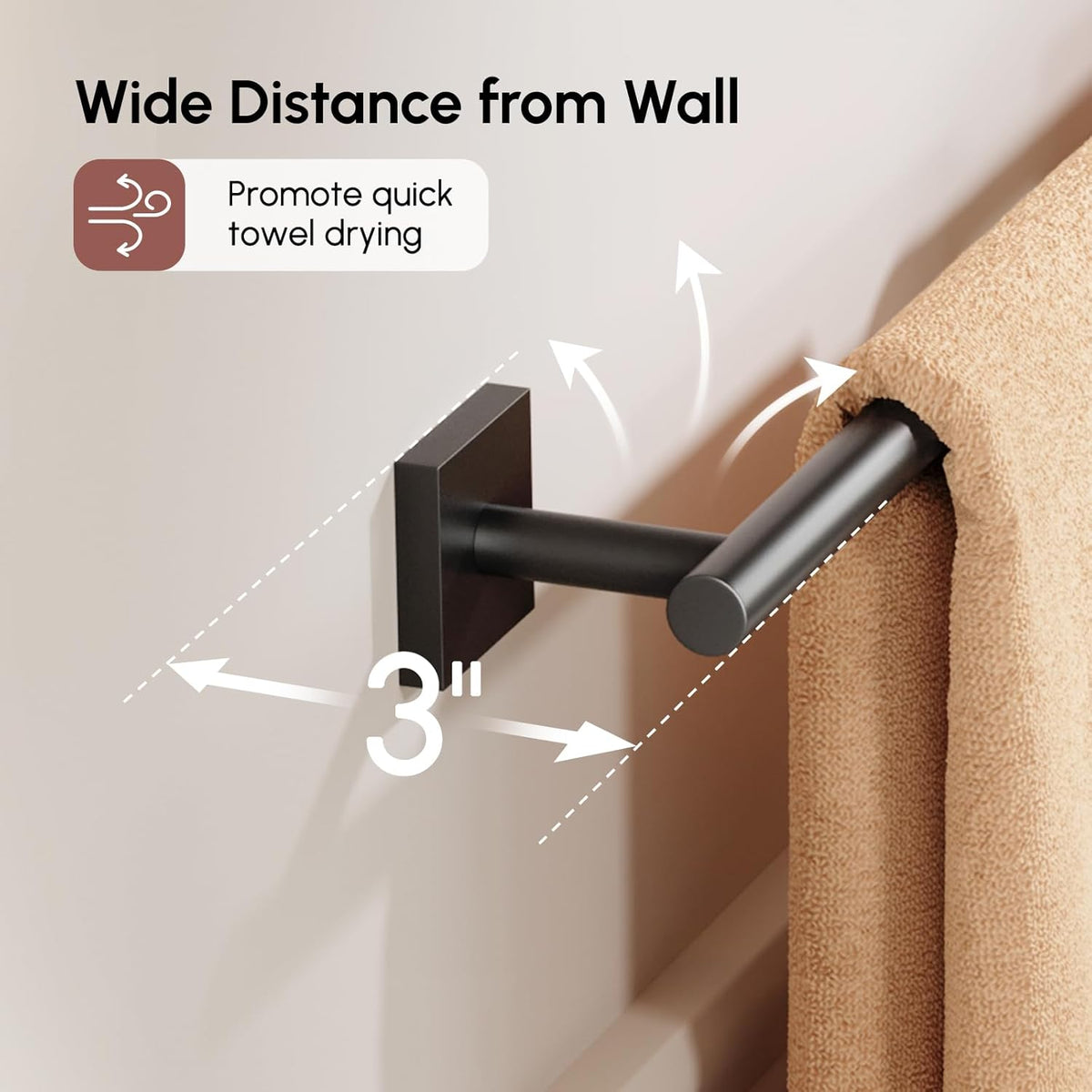 Brushed Nickel Hand Towel Bar, 9 Inch Towel Racks for Bathroom | Thicken 304 Stainless Steel Towel Holder with Square Base, Towel Rod Wall Mounted, Modern Home Decor (Total Length 11 Inch)