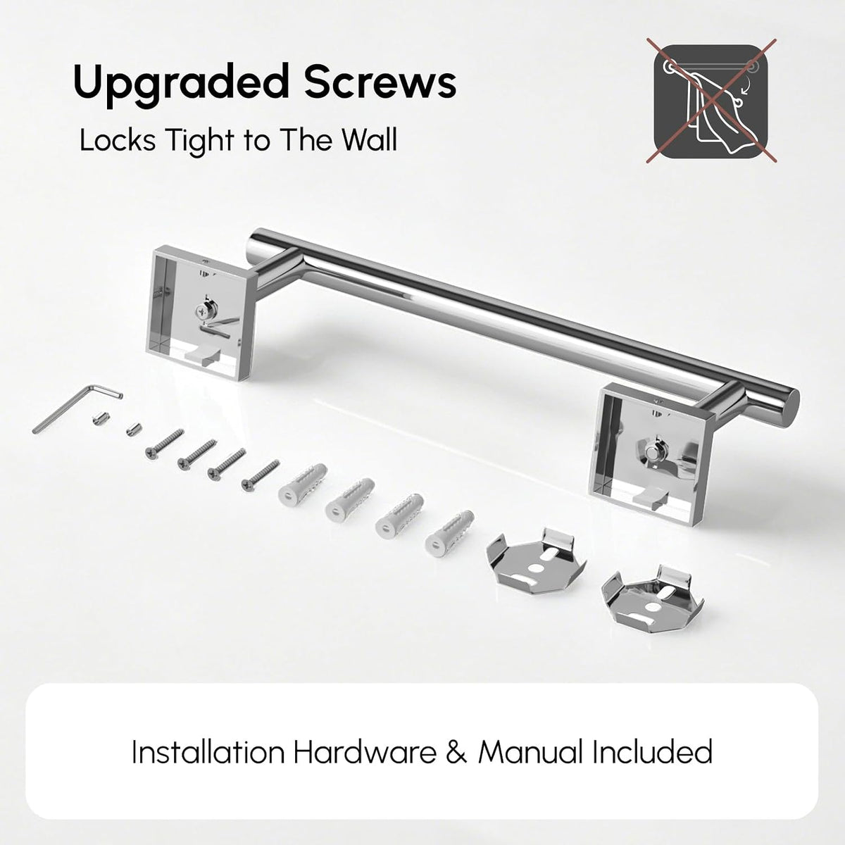 Brushed Nickel Hand Towel Bar, 9 Inch Towel Racks for Bathroom | Thicken 304 Stainless Steel Towel Holder with Square Base, Towel Rod Wall Mounted, Modern Home Decor (Total Length 11 Inch)