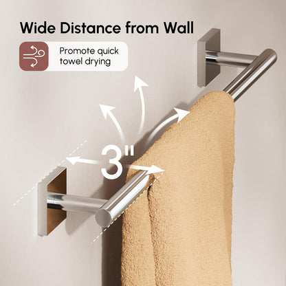Brushed Nickel Hand Towel Bar, 9 Inch Towel Racks for Bathroom | Thicken 304 Stainless Steel Towel Holder with Square Base, Towel Rod Wall Mounted, Modern Home Decor (Total Length 11 Inch)